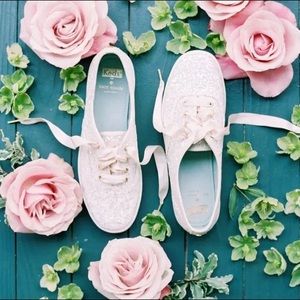 Keds x Kate Spade Cream Glitter Champion Sneakers 6.5 W